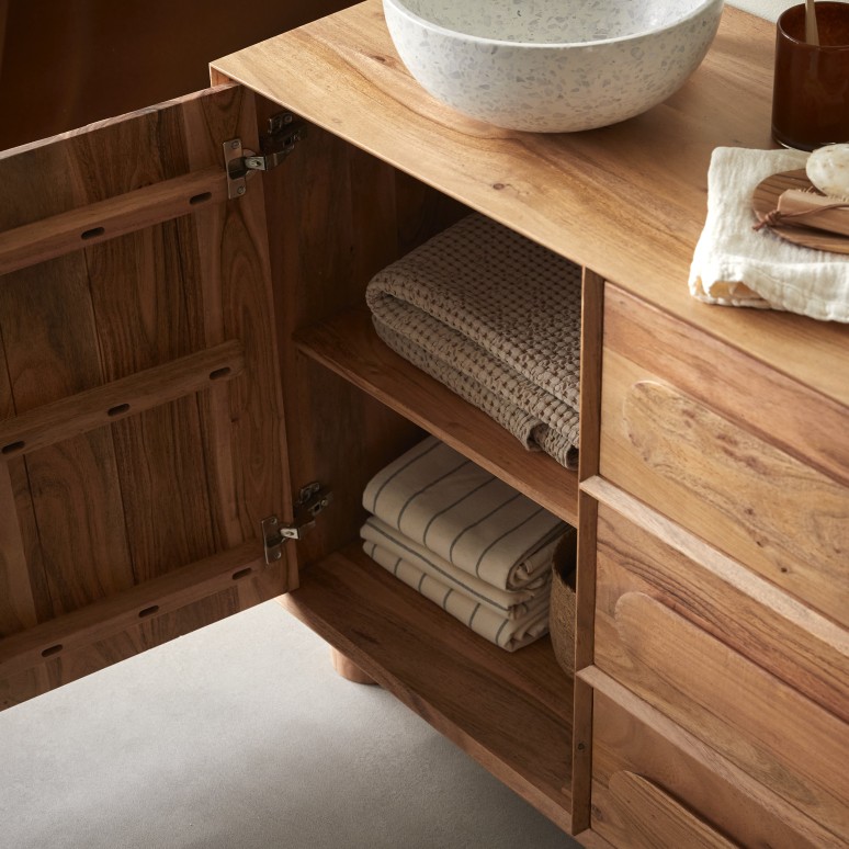Olga - Meuble de salle de bain en acacia massif 120 cm