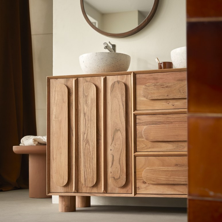 Olga - Mobile da bagno in acacia massiccia 120 cm