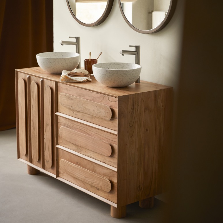 Olga - Solid acacia bathroom vanity 120 cm