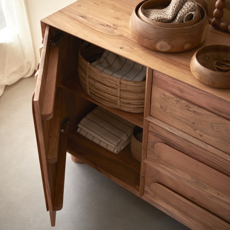 Olga - Solid acacia storage unit 120 cm