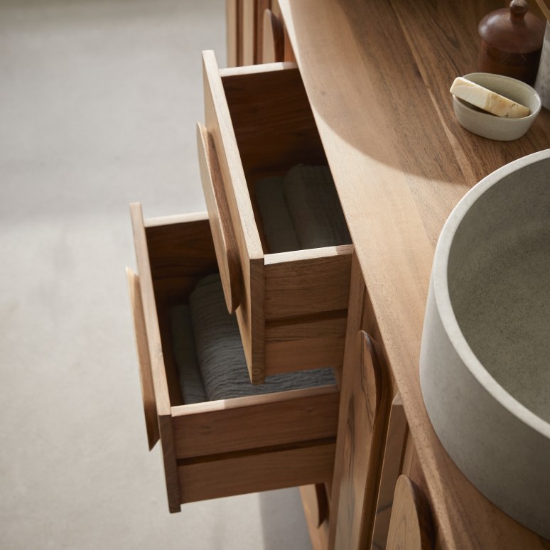 Olga - Mobile da bagno in acacia massiccia 145 cm