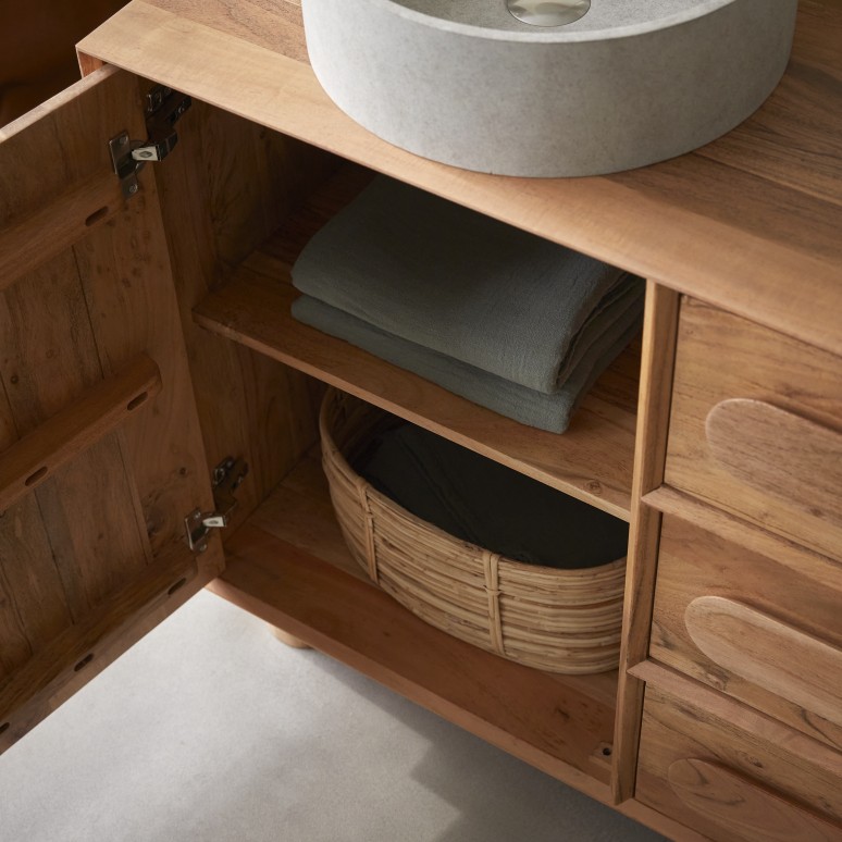 Olga - Mobile da bagno in acacia massiccia 145 cm