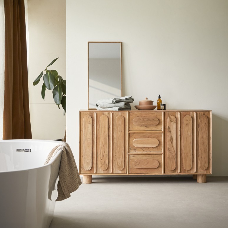 Olga - Solid acacia storage unit 145 cm