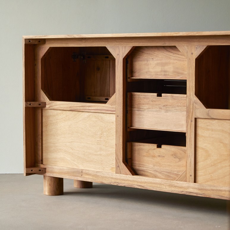 Olga - Meuble de rangement en acacia massif 145 cm