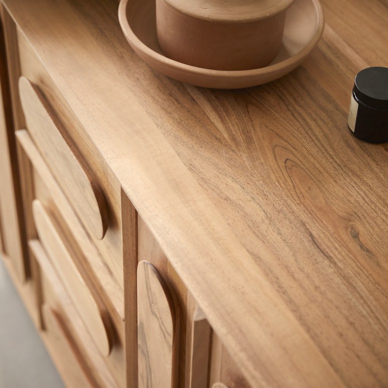 Olga - Mobile contenitore in acacia massiccia 145 cm