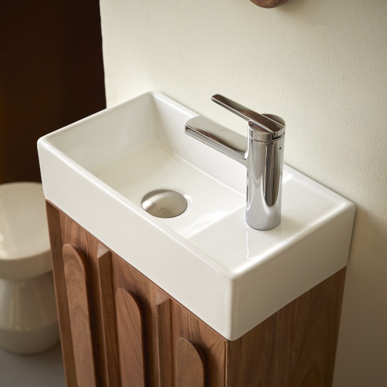 Olga - Solid Acacia and Ceramic Bathroom Vanity Unit 40 cm