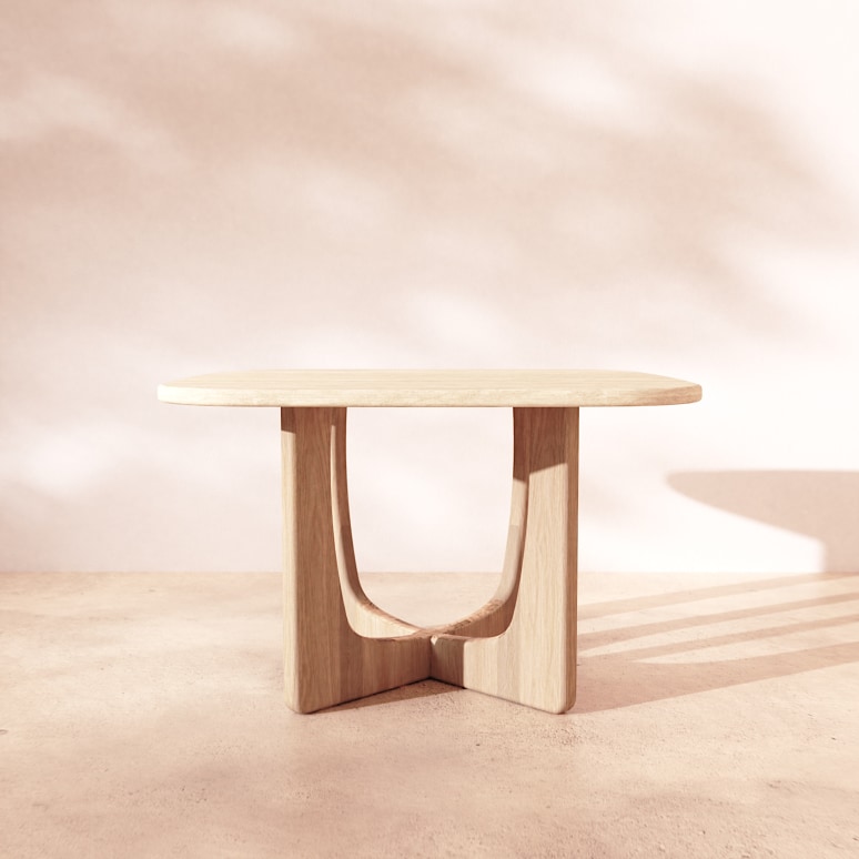 Mattia - 4-seater table in solid oak and travertine