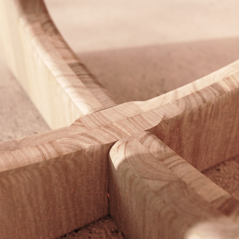 Mattia - Mesa de roble macizo y travertino para 4 personas