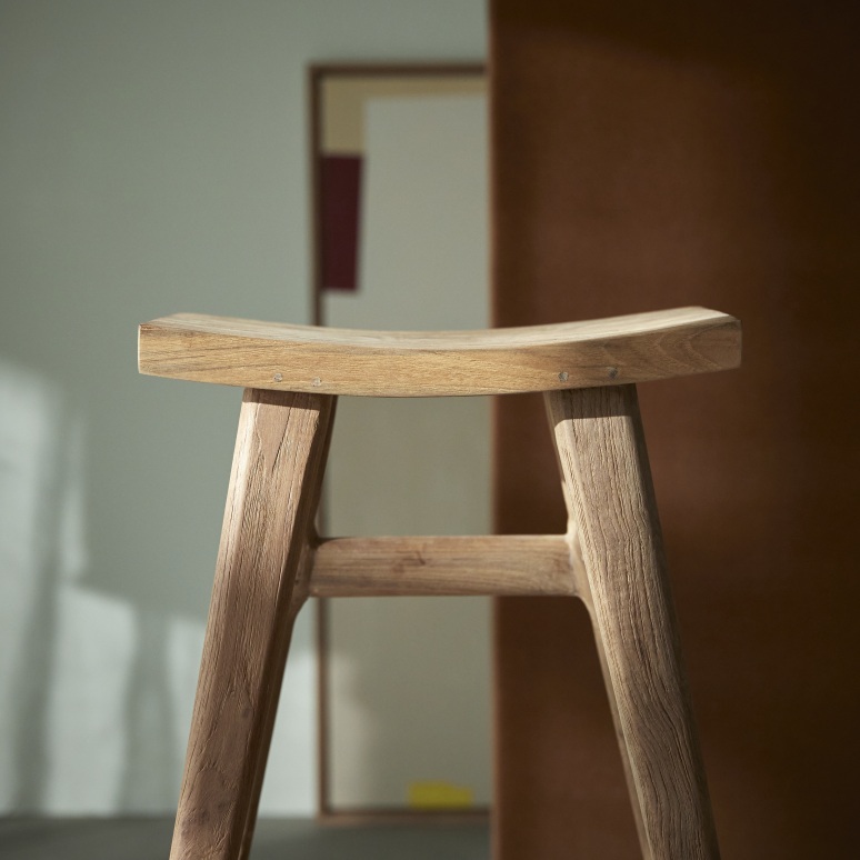 Alia - Tabouret de bar en teck massif recyclé