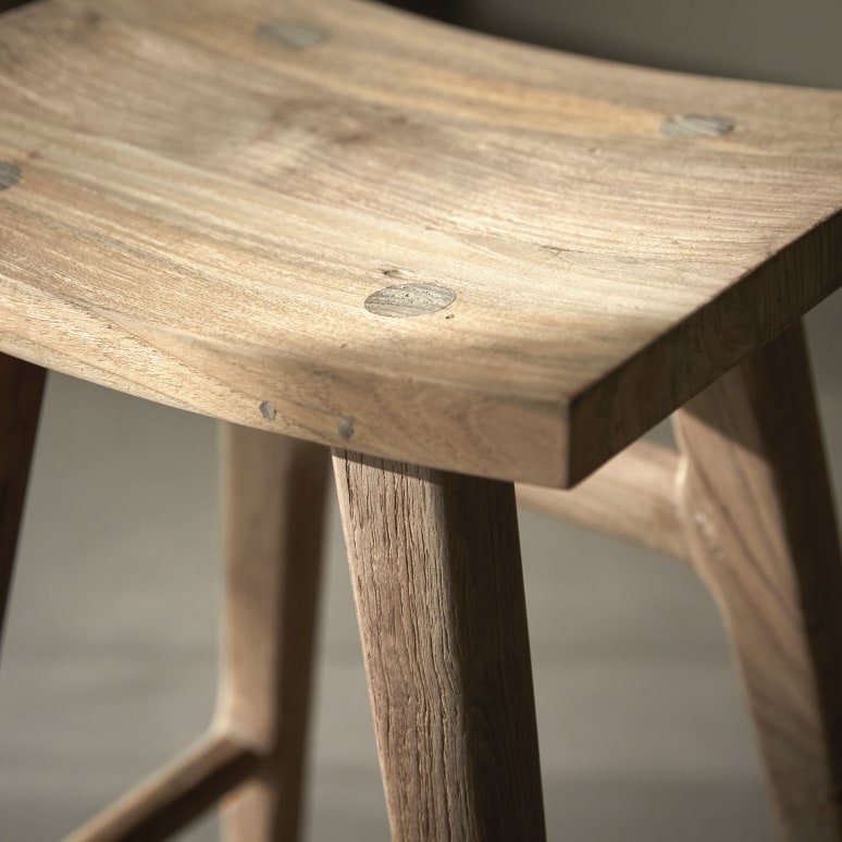 Alia - Tabouret de bar en teck massif recyclé