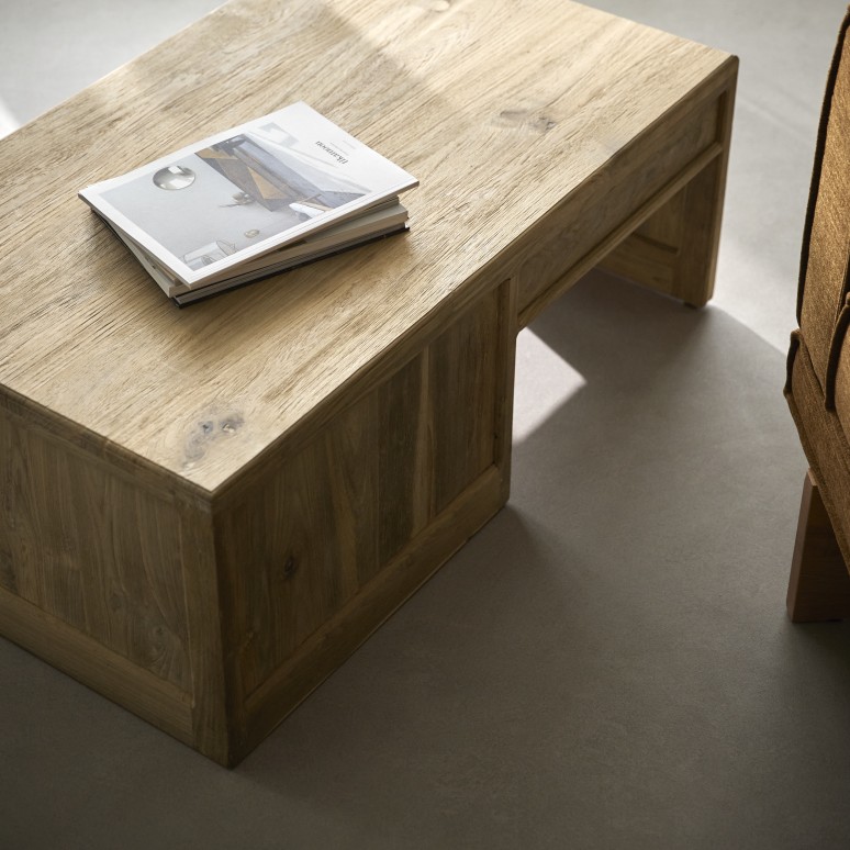 Issa - Mesa de centro rectangular de teca maciza reciclada