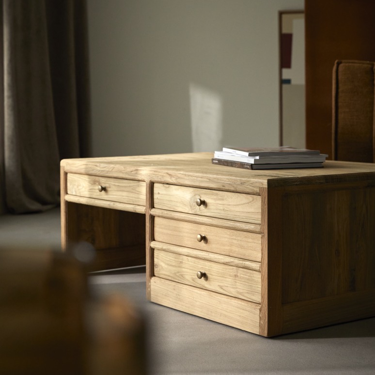 Issa - Rechthoekige salontafel van gerecycled massief teak