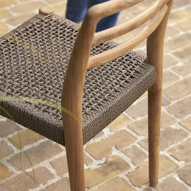 Lily - Chaise de jardin en teck massif et cordage