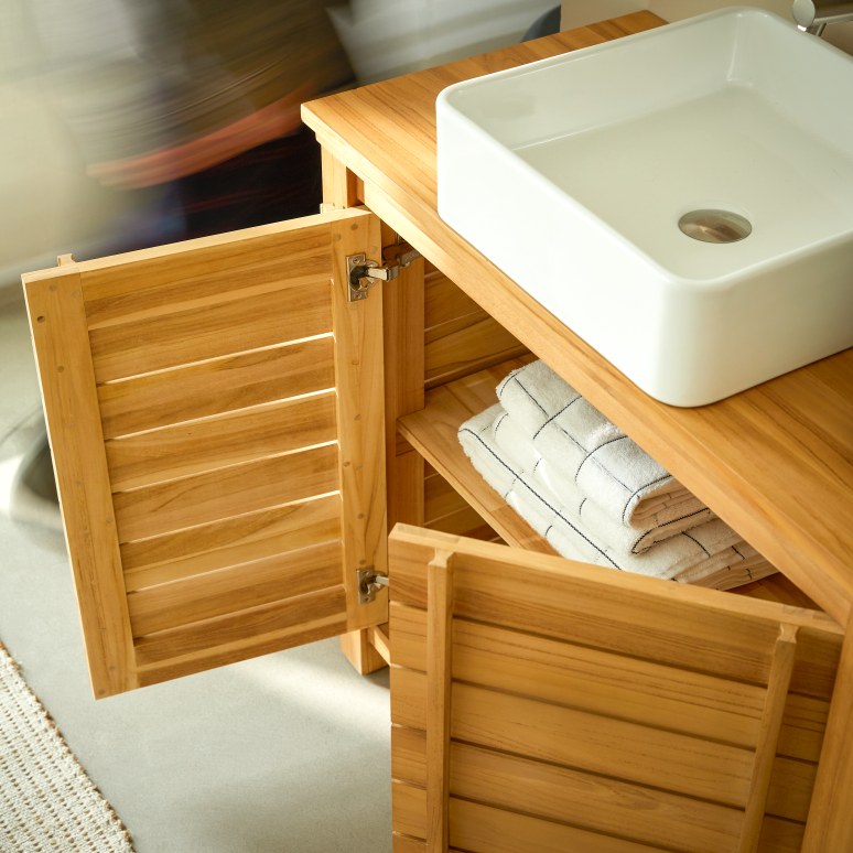 Rose - Solid teak vanity unit 90 cm