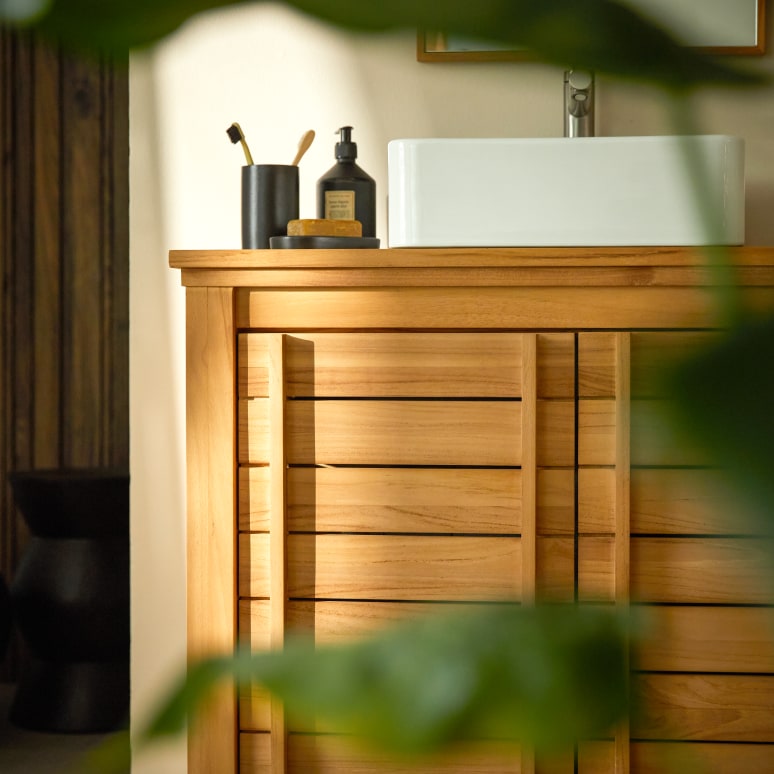 Rose - Mobile sotto lavabo in teak massello 90 cm