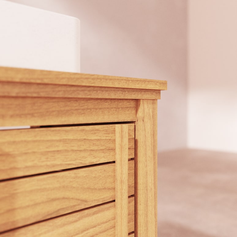 Rose - Solid teak vanity unit 90 cm