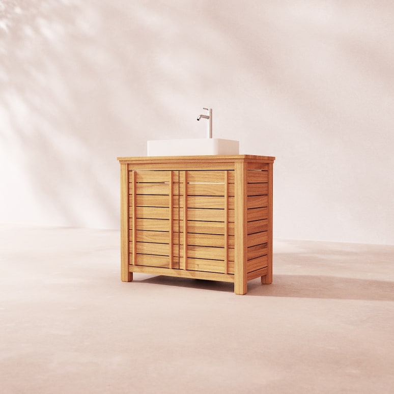 Rose - Solid teak vanity unit 90 cm