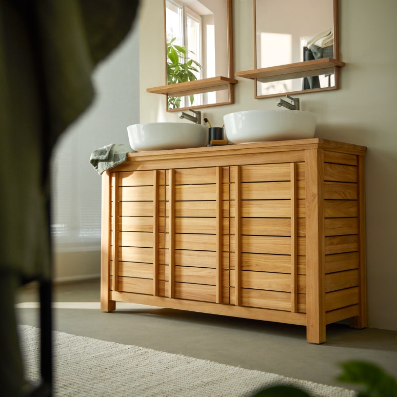 Rose - Solid teak vanity unit 125 cm