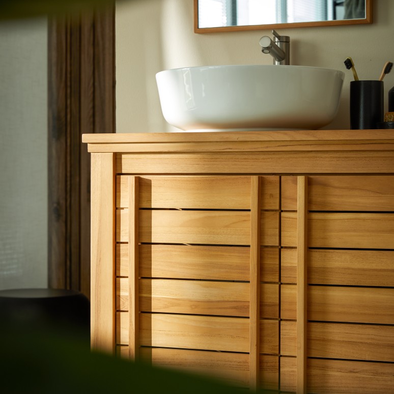 Rose - Solid teak vanity unit 125 cm
