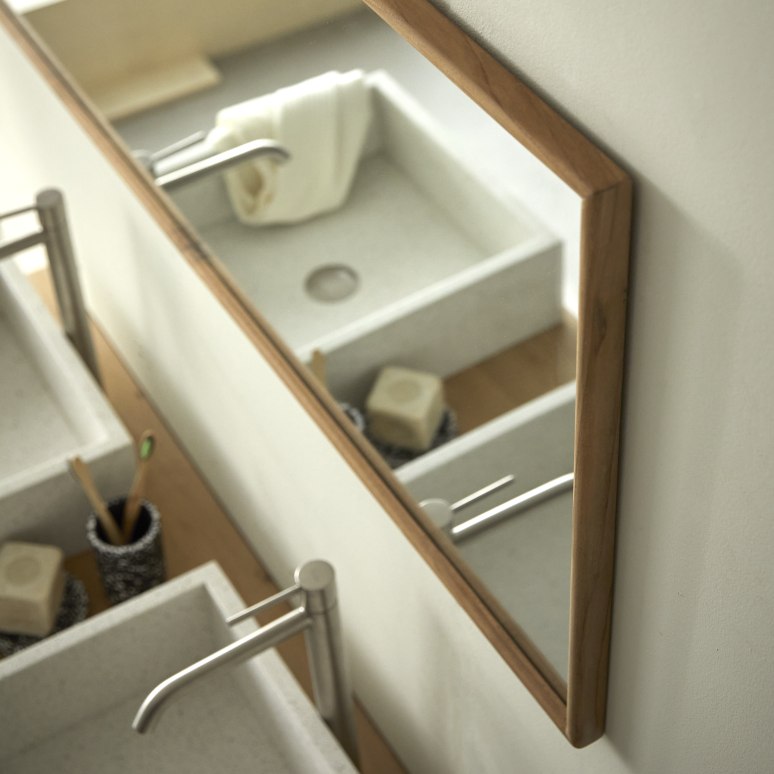 Paco - Bathroom mirror in recycled teak, 120 x 50 cm