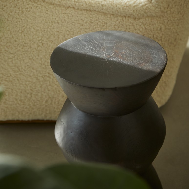 Tera - Black solid teak side table