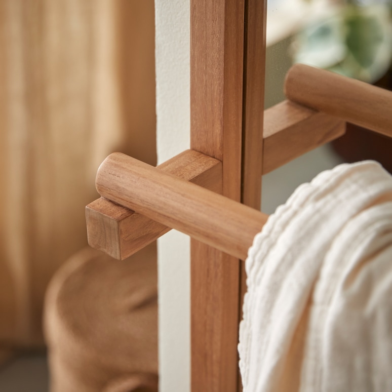 Lucy - Miroir porte serviette en teck