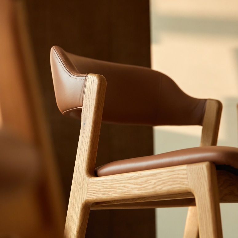 Santino - Chaise en chêne massif et cuir