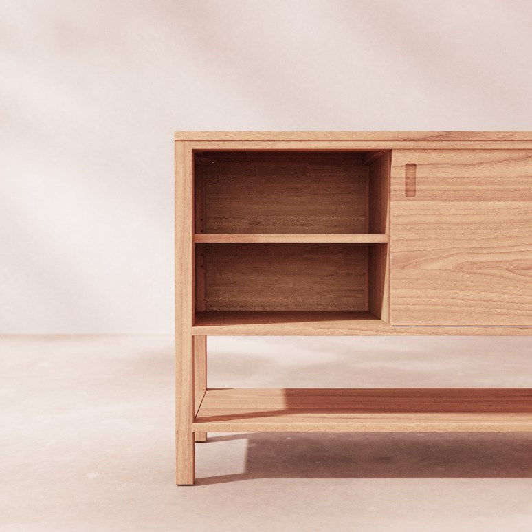Anton - Sideboard aus massivem Teakholz 100 cm