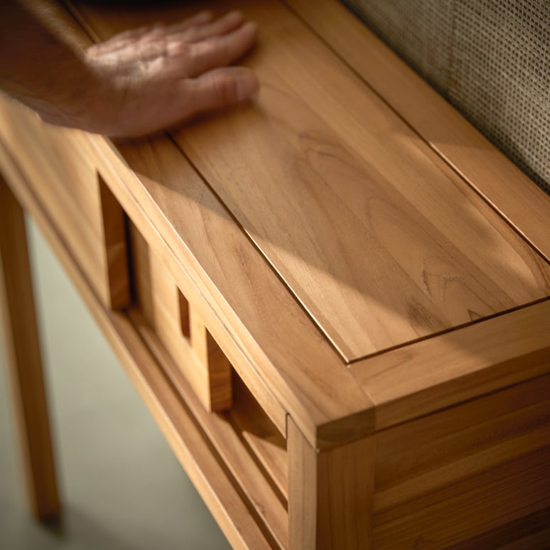 Anton - Haltafel van massief teak 80 cm D. 25 cm