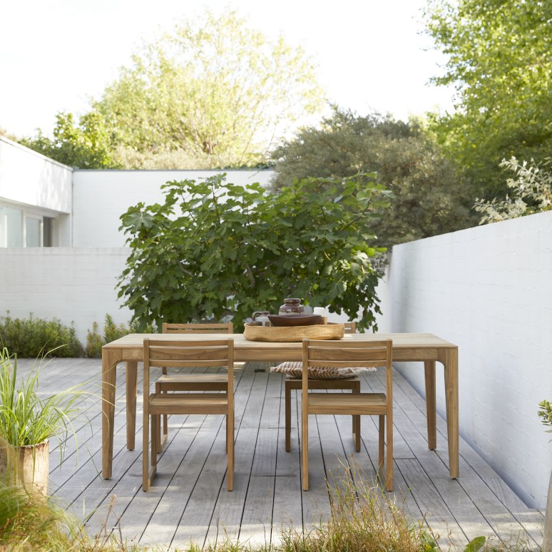 Vasco - Gartentisch aus aus recyceltem massivem Teak 4 Stühle