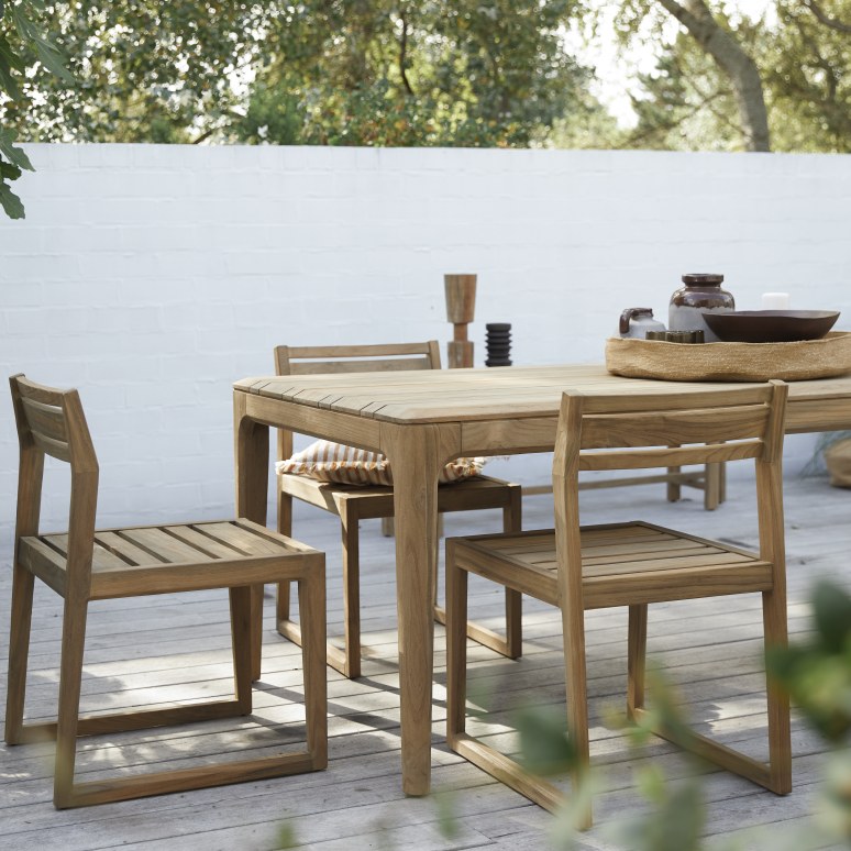Vasco - Set da giardino in teak massello riciclato 4 sedie