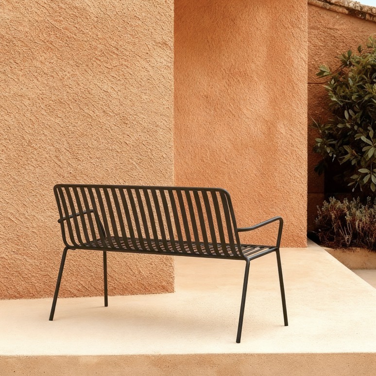 Gaby - Gartenbank aus Metall schwarzem 2-Sitzer