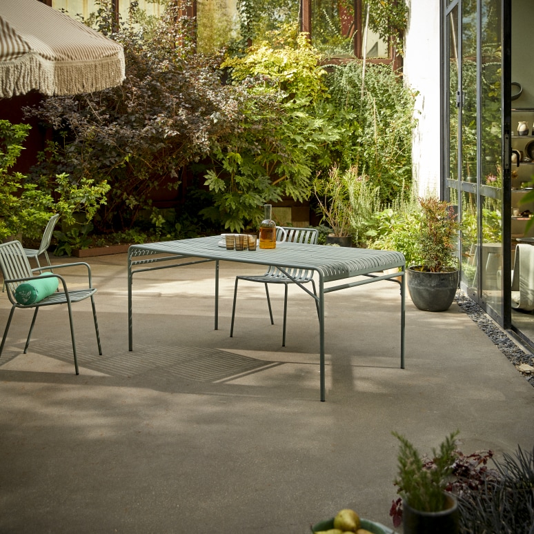 Gaby - Table de jardin rectangulaire en métal vert 4/6 pers.