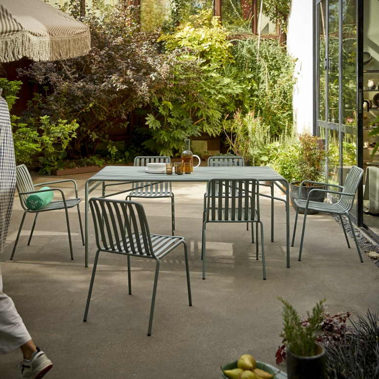 Gaby - Green metal 6-seater garden set