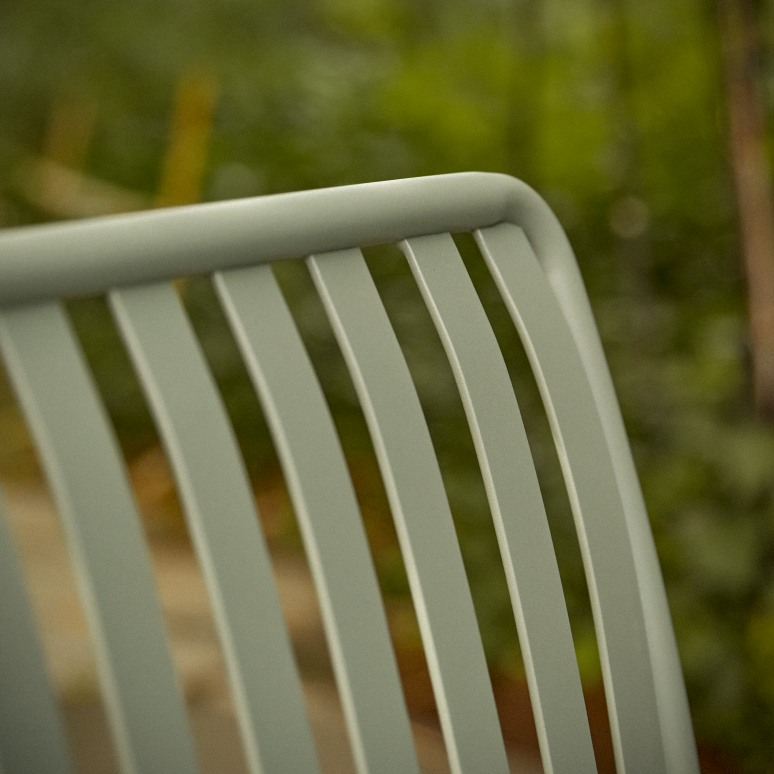 Téo - Solid teak garden set and green metal, 4 chairs