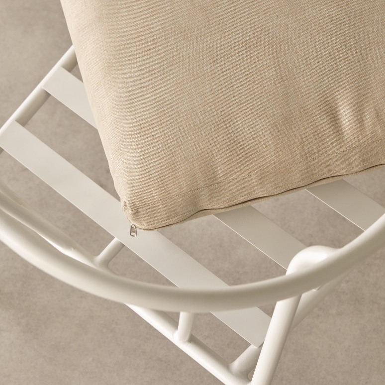 Luca - Salon de jardin en tissu écru et métal white 4 places