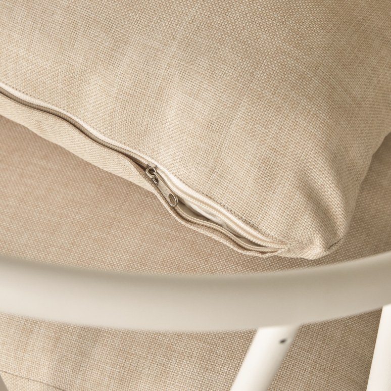 Luca - Fauteuil de jardin en tissu écru et métal white