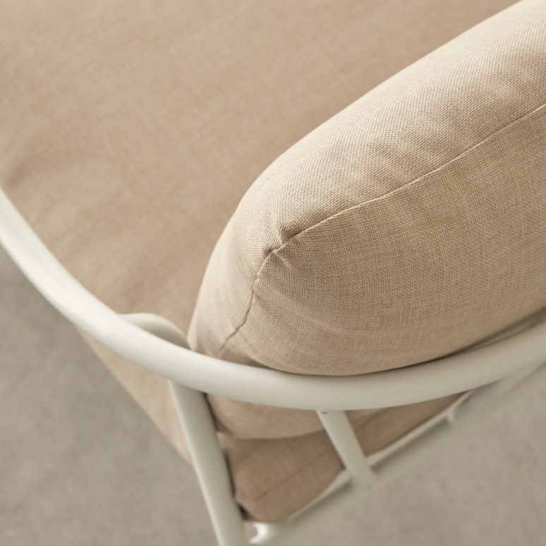 Luca - Gartensessel aus Ecru-Stoff und weißem Metall