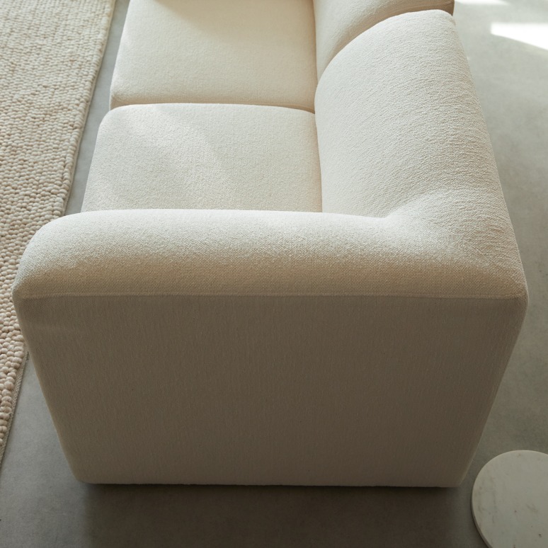 Vénus - Canapé modulable en tissu écru, 3 places