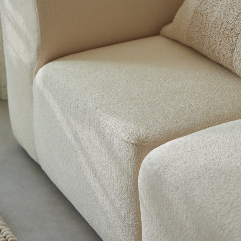 Vénus - Canapé modulable en tissu écru, 3 places