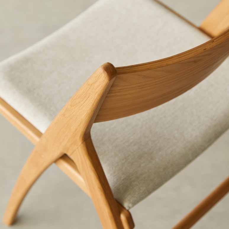 Clara - Chaise en chêne et tissu écru