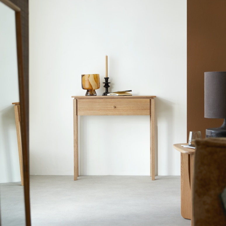 Renata - Console d'entrée en hévéa massif P. 28 cm
