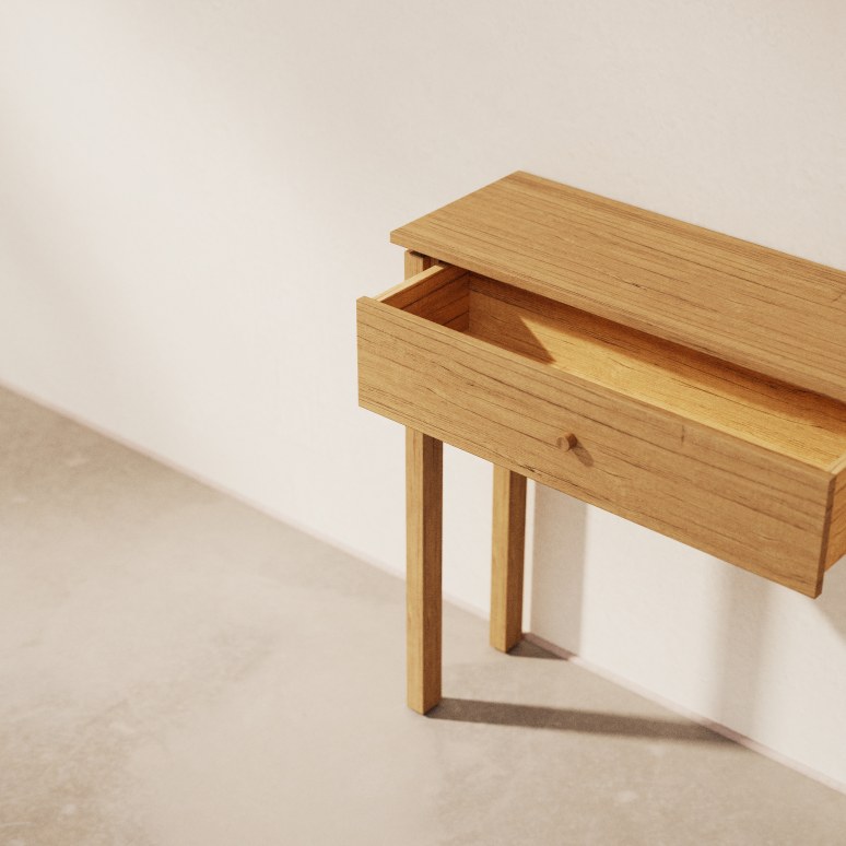 Renata - Konsolentisch aus massivem Kautschukholz T. 28 cm