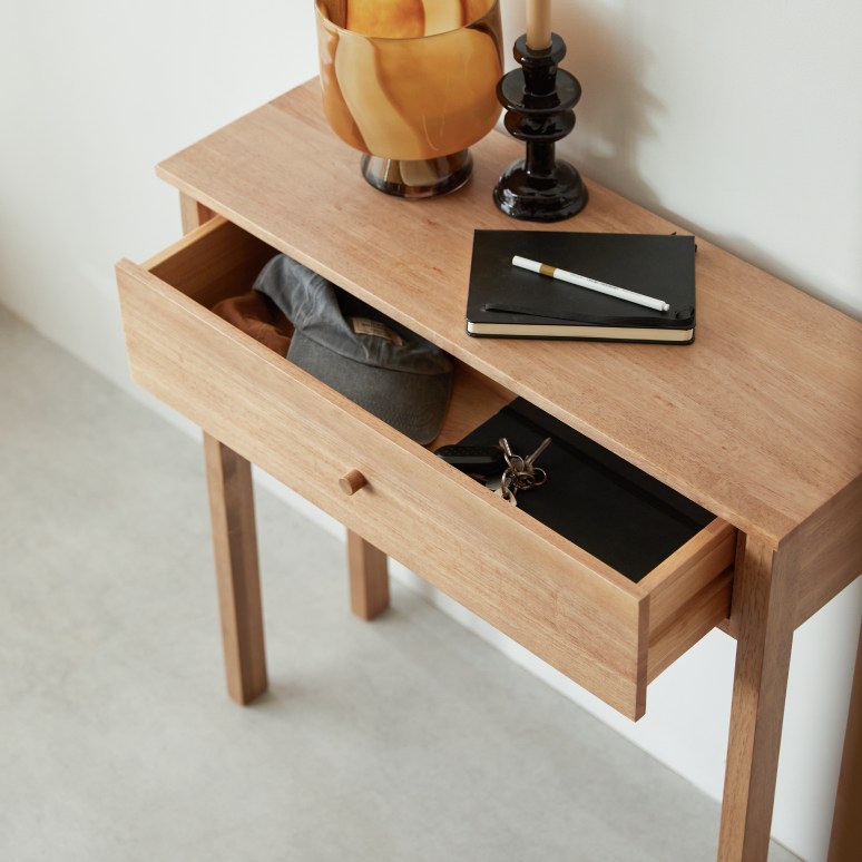 Renata - Console d'entrée en hévéa massif P. 28 cm