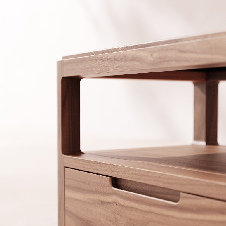 Arto - TV-meubel van massief notenhout 100 cm