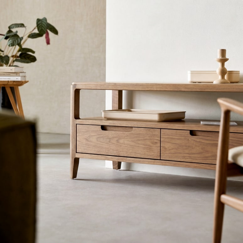 Arto - Meuble TV en noyer massif 100 cm