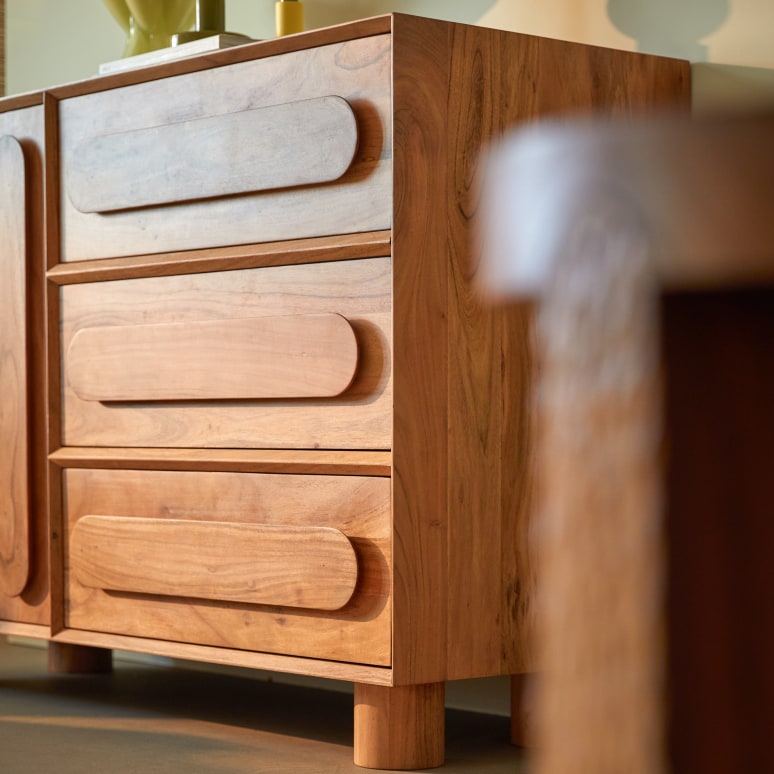 Olga - Sideboard in solid acacia, 120 cm