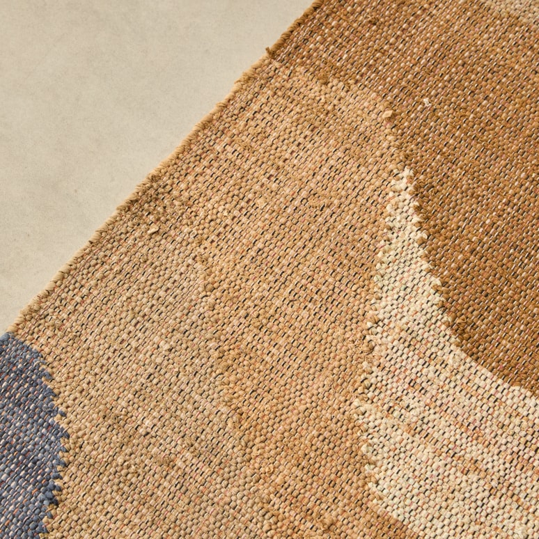 Ajay - Alfombra de algodón reciclado 160 x 230 cm – Azul y arena