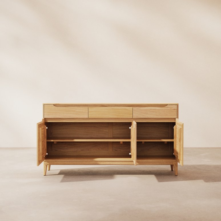 Gabrielle - Buffet e credenza in mango massello chiaro 150 cm
