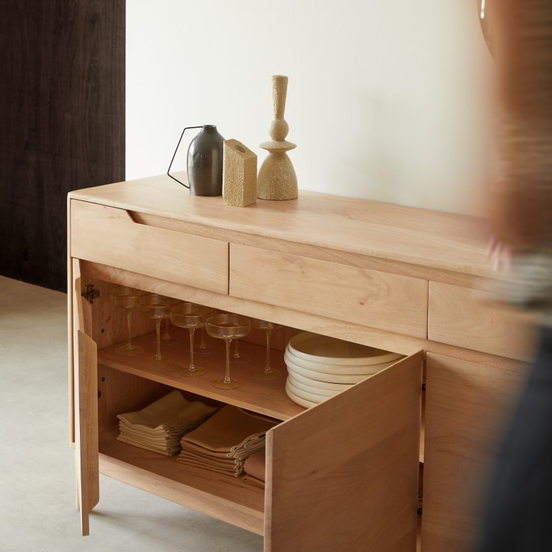 Gabrielle - Buffet e credenza in mango massello chiaro 150 cm